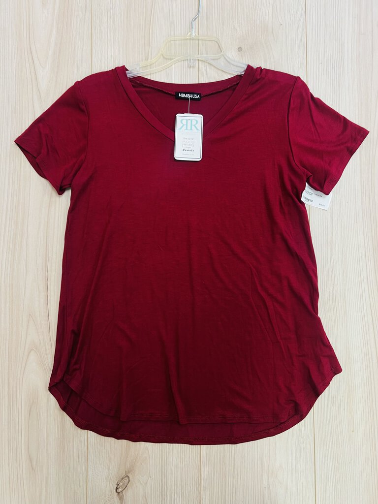 (S) Hemish Red V Neck Tee Womens