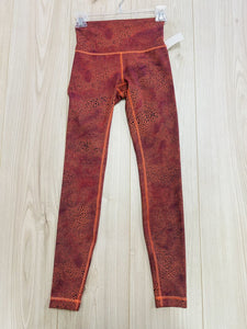 (4) Lululemon Orange Crackle Leggings Womens