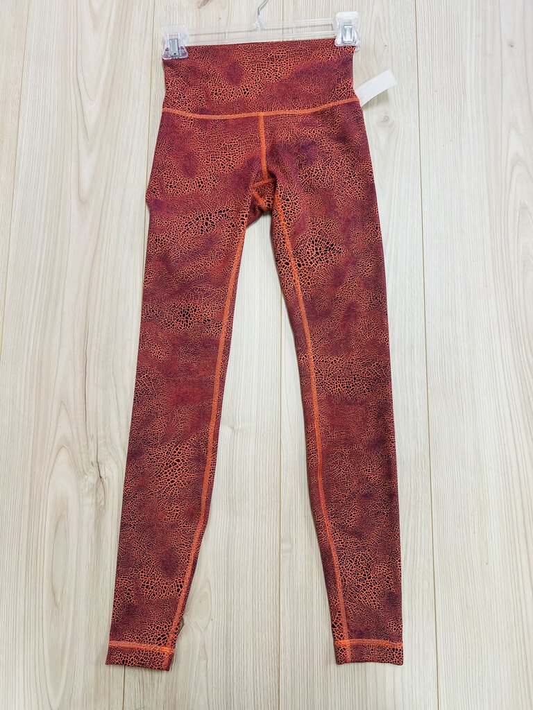 (4) Lululemon Orange Crackle Leggings Womens