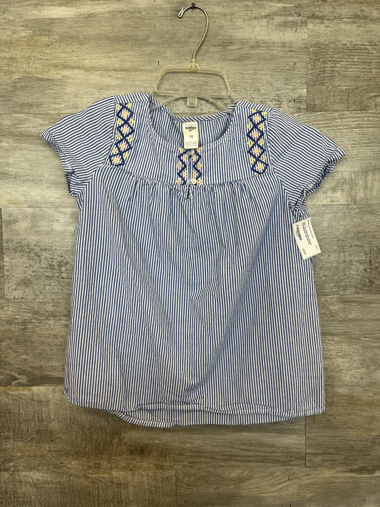 (10) Osh Kosh Blue Striped Embroidered Top Girls