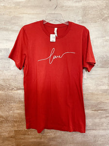 (Medium) Love Red Graphic Tee Women's
