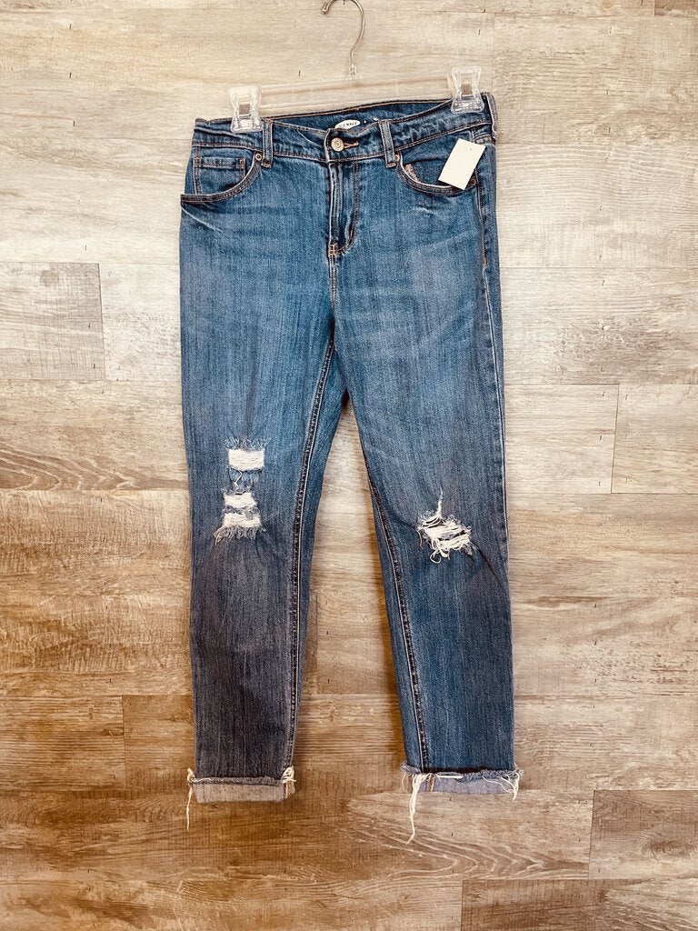 (2) Old Navy Reg Wash Distressed Straight Jeans Womens