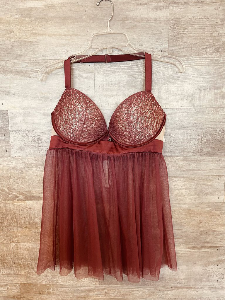 (36DD) Victorias Secrets Maroon Night Gown Womens