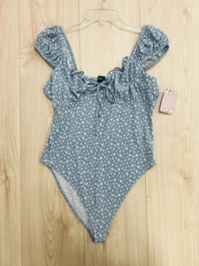 (L) Wild Fable Blue Floral Bodysuit Womens