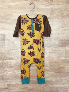 (3/4) RAGS Yellow Floral Henley One Piece