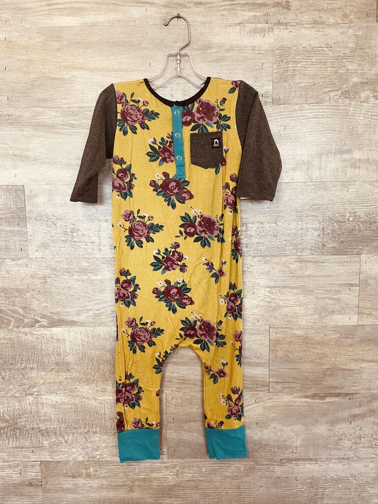 (3/4) RAGS Yellow Floral Henley One Piece