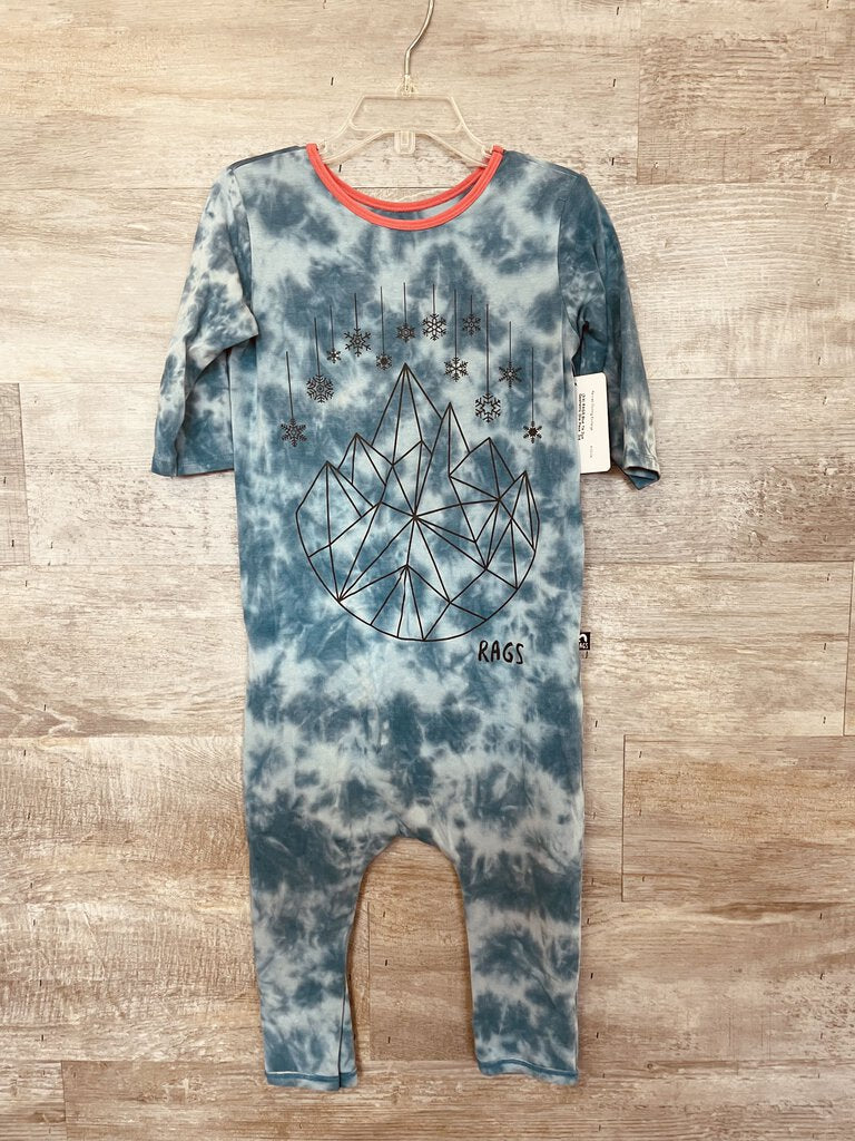 (3/4) RAGS Blue Tie Dye Geometric One Piece