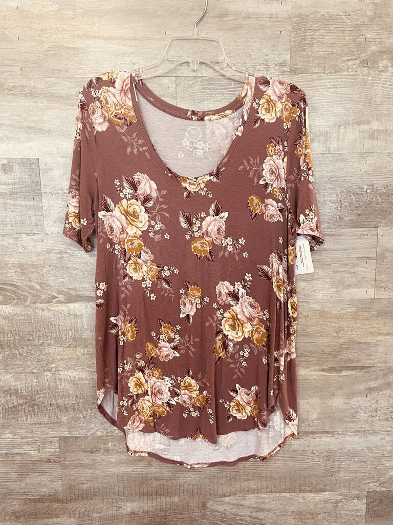 (Large) Maurice's Mauve Floral Soft Tee Women's