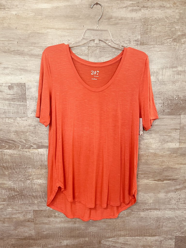 (Large) Maurice's Orange Solid Tee Women's