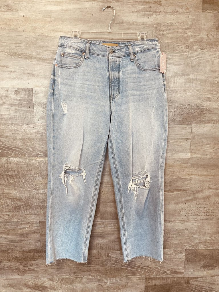 (8) Boutique Light Distressed Straight Jeans Womens