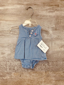 (NB) Carters Blue Striped Romper Girls