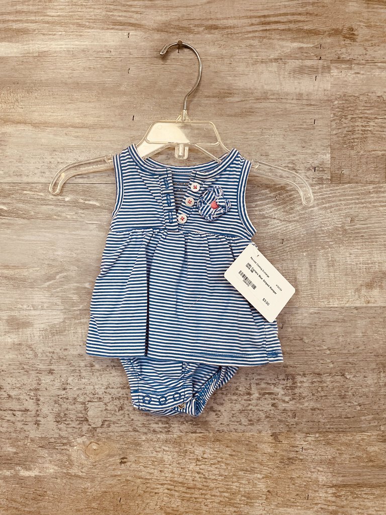 (NB) Carters Blue Striped Romper Girls