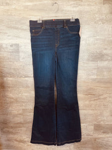 (L) Spanx Dark Wash Pull On Flare Jeans Womens