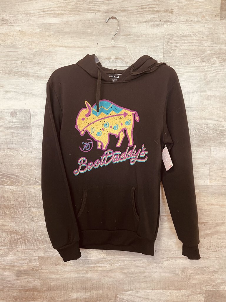 (XS) Boot Daddy Black Aztec Hoodie Women's