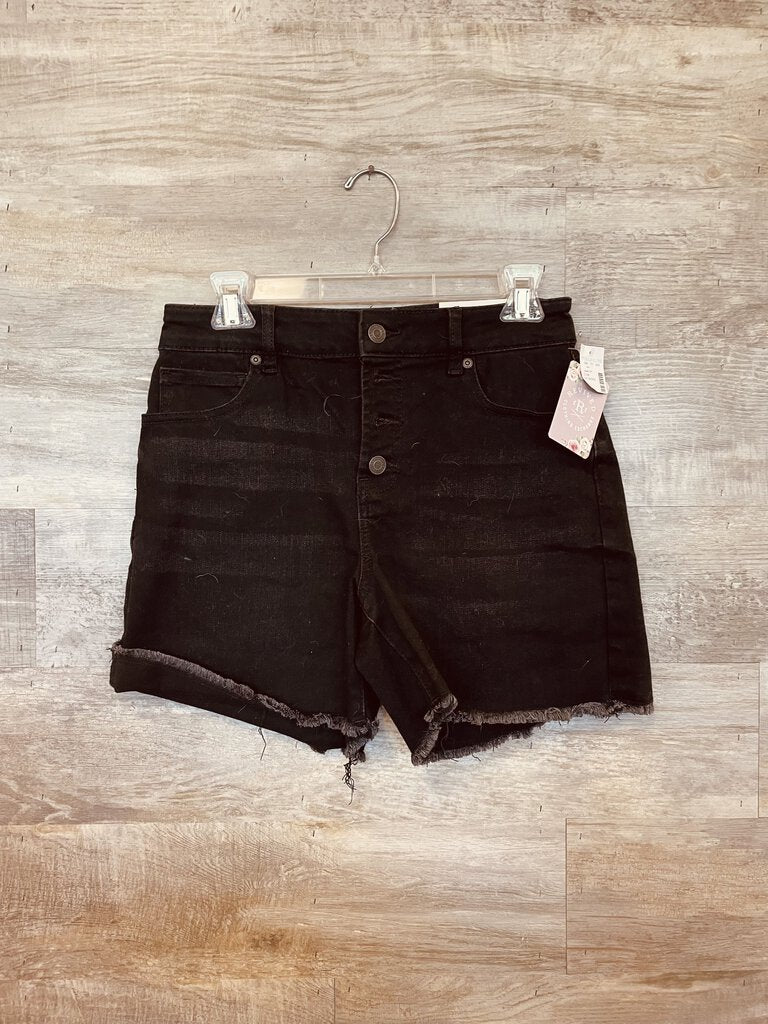 (6) Maurice's Black Denim Button Fly Short Women's