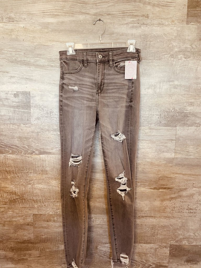 (4) American Eagle Gray High Rise Distressed Jean Women's
