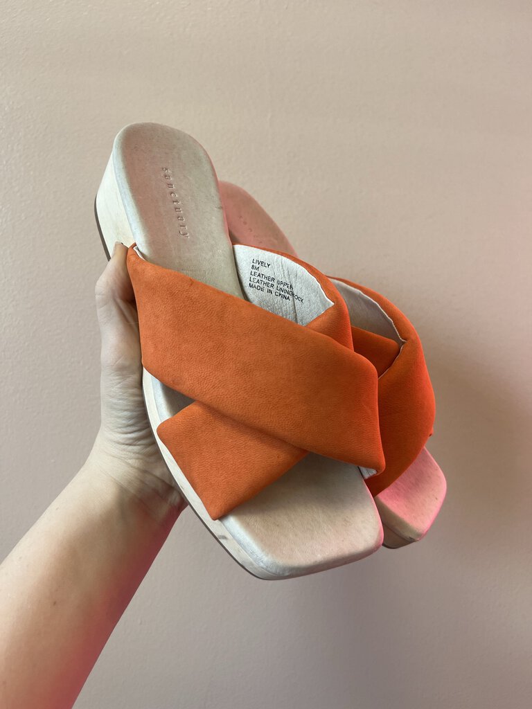 (8) Sanctuary Orange Suede Heel Women's