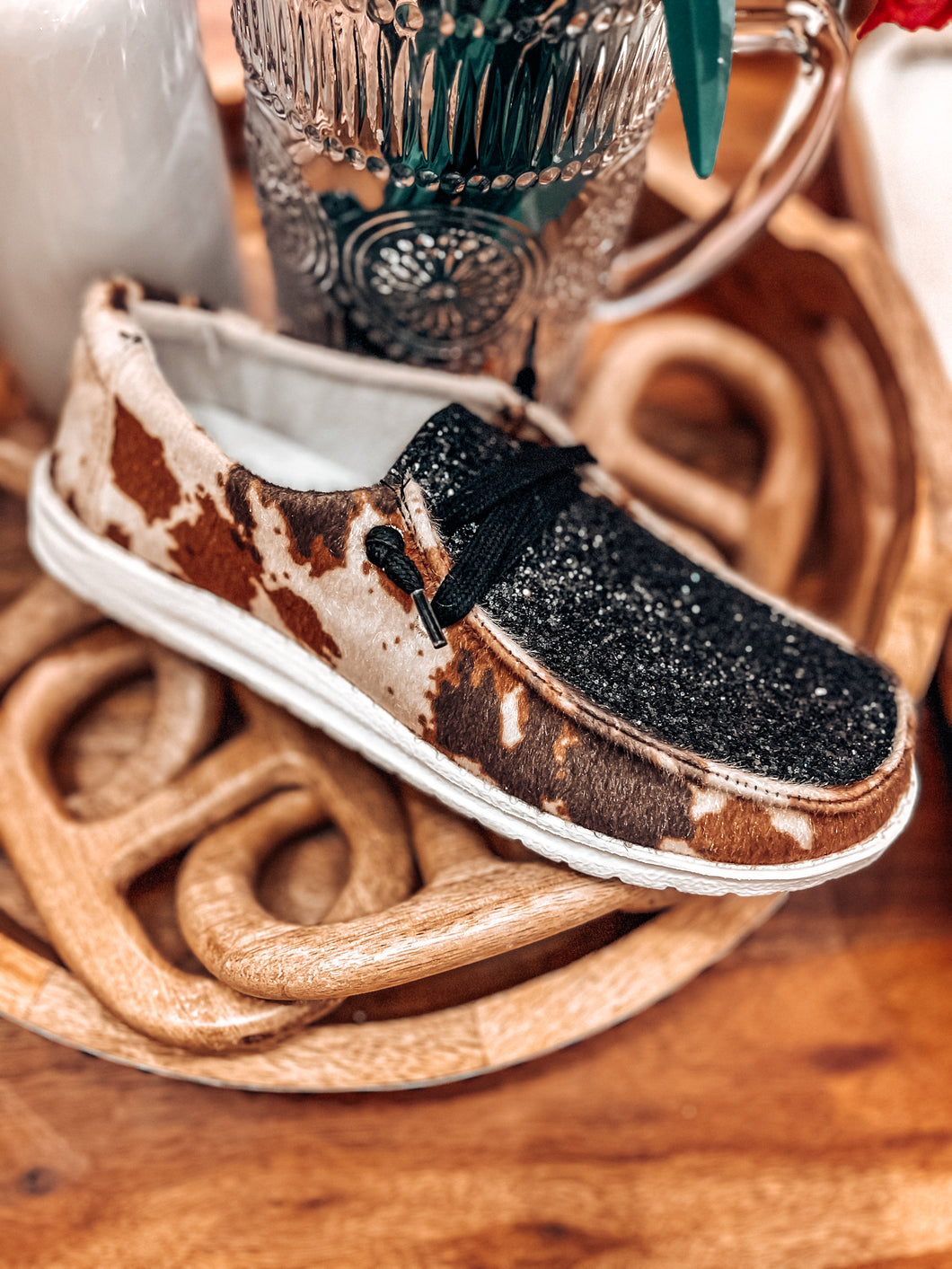 Gypsy Jazz Black Sparkle Cowprint Shoes