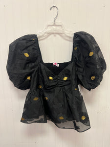 (XL) Buddy love Black Gold Puffy Sleeve Shirt Women's