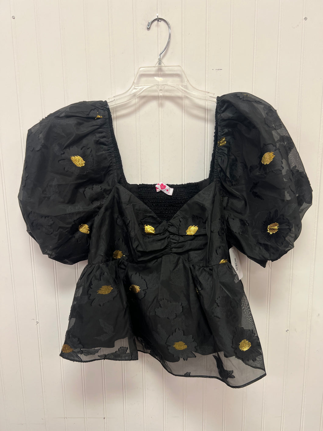 (XL) Buddy love Black Gold Puffy Sleeve Shirt Women's