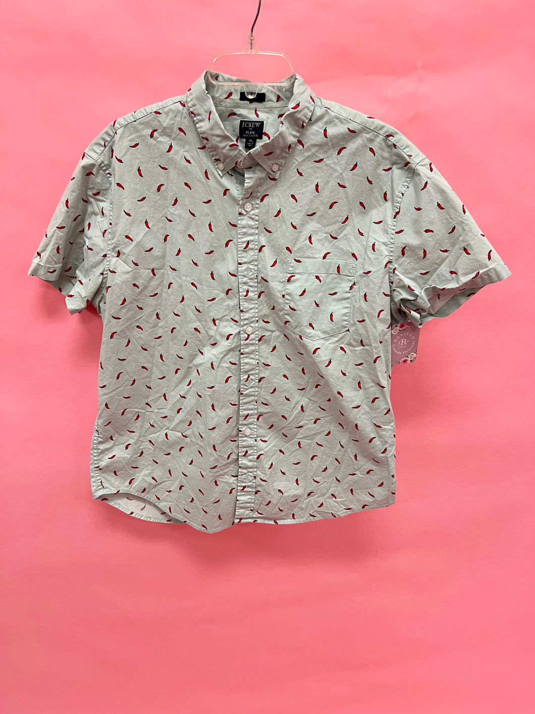 (XL) J Crew Mint Chili Pepper Button Up Mens