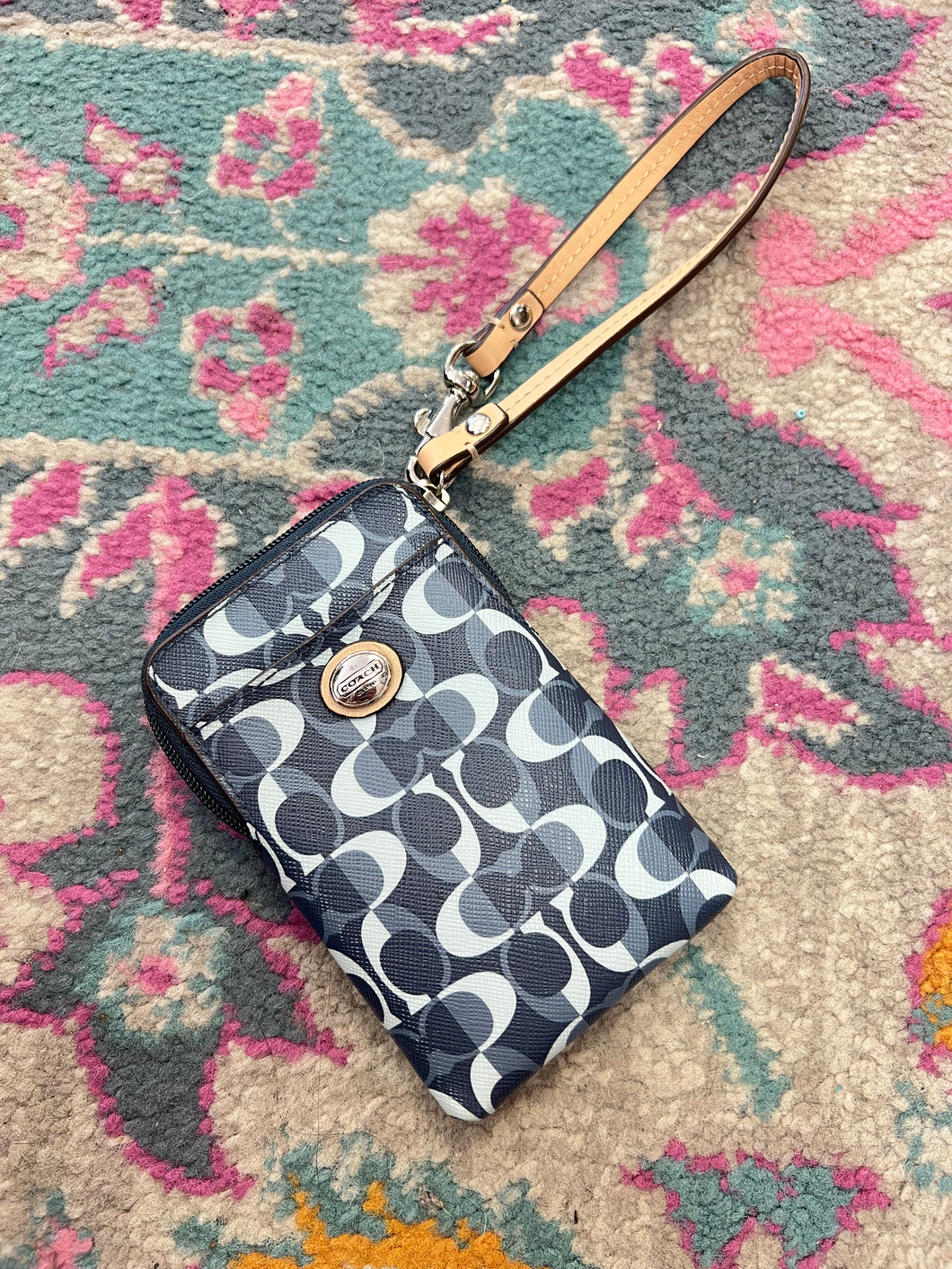 Coach Blue Signature Mini Wristlet