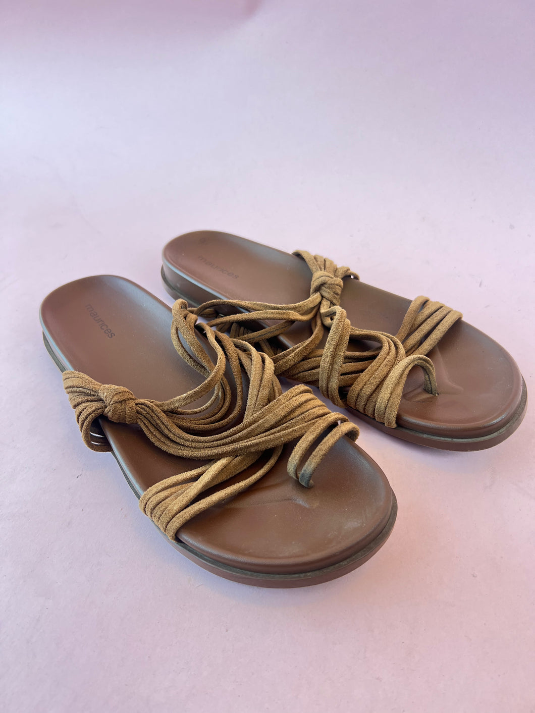 (9) Maurice's Brown Leather Sandals Women's