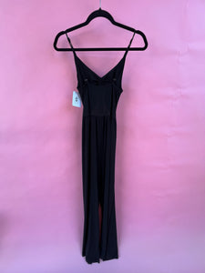 (S) Love Tree Black Cutout Wide Leg Jumpsuit Womens
