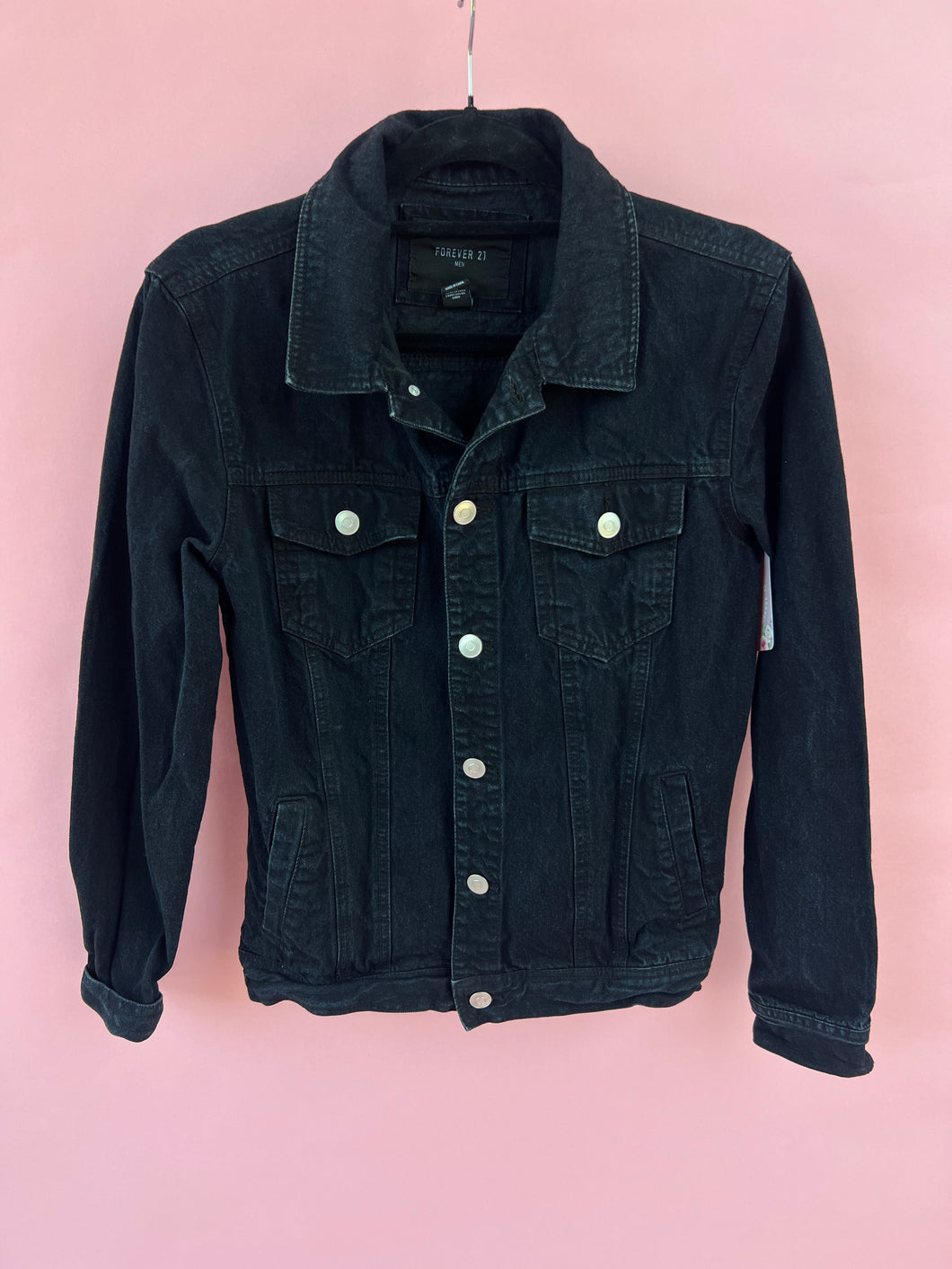 (XS) Forever 21 Black Denim Jacket Mens