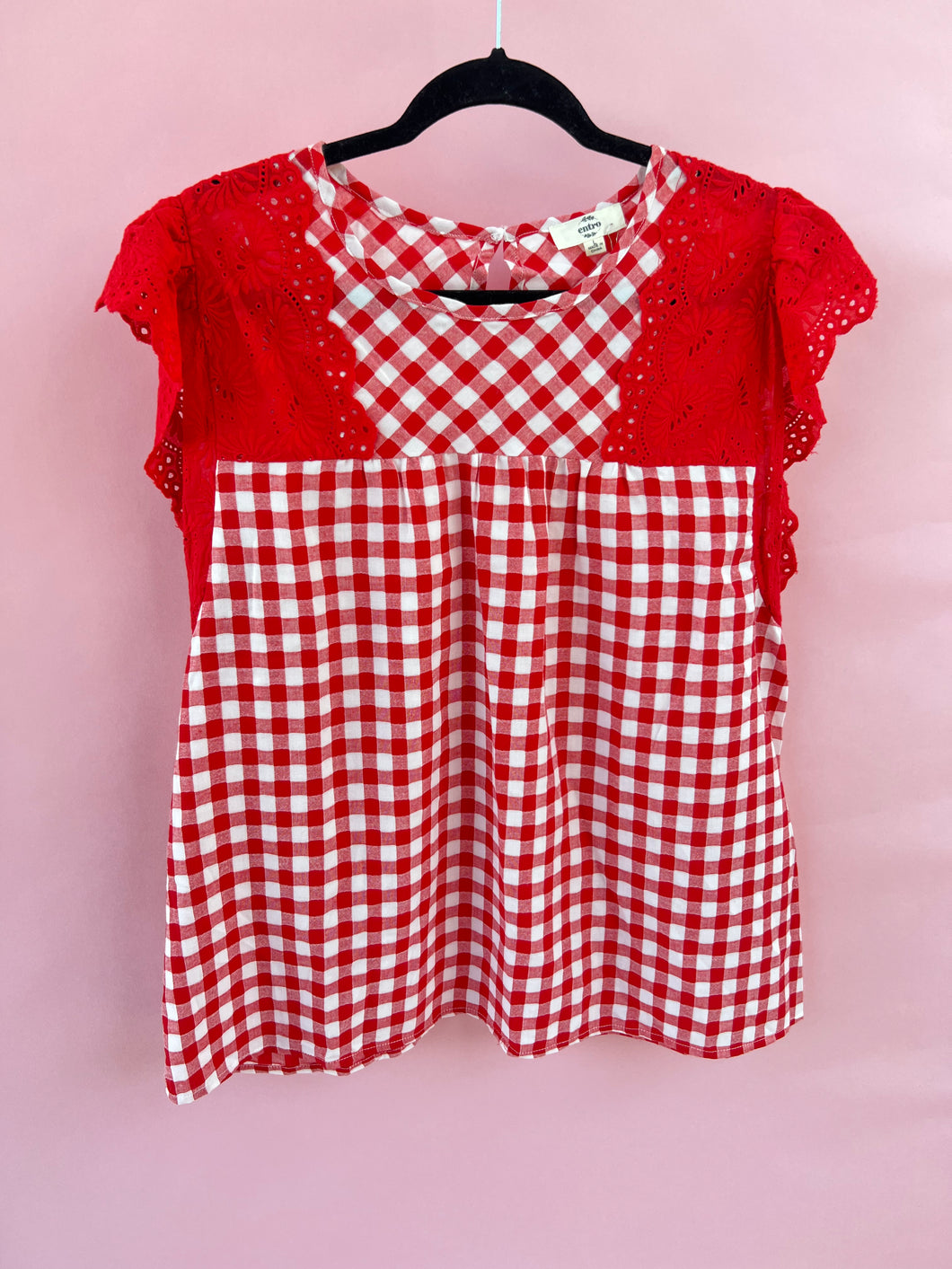 (L) Entro Red Gingham Shirt Womens