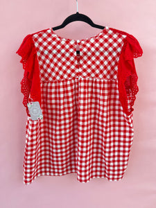 (L) Entro Red Gingham Shirt Womens