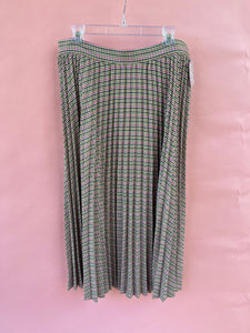 (L) Loft White Pink Gingham Skirt Womens
