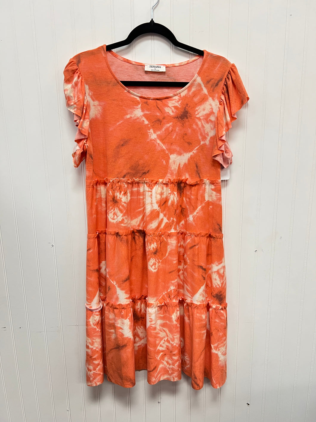 (L) Zenana Orange Tie Dye Dress Womens