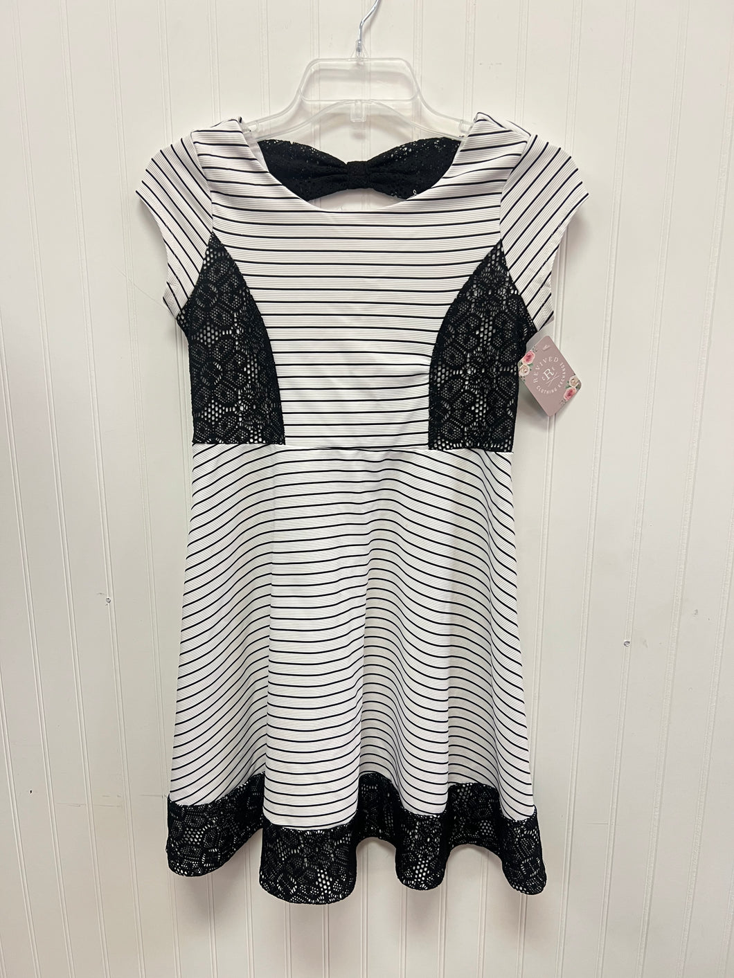 (16) Emily West Black White Striped Dress Girl's