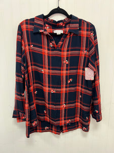 (L) Christopher Banks Navy Red Plaid Shirt Womens