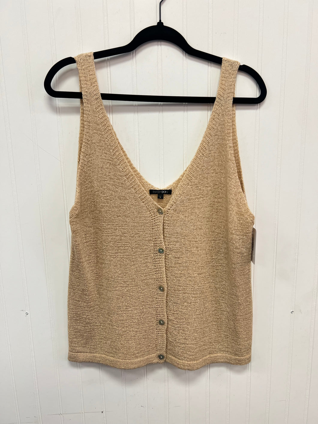 (L) Papermoon Tan Knit Button Up Top