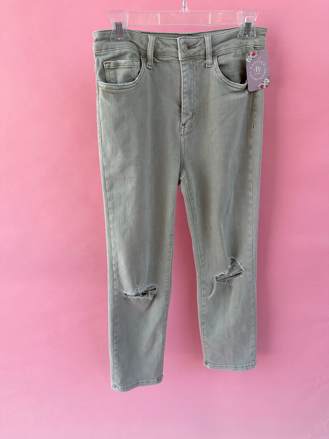 (28) Vervet Light Green Vervet Mom Jeans Womens