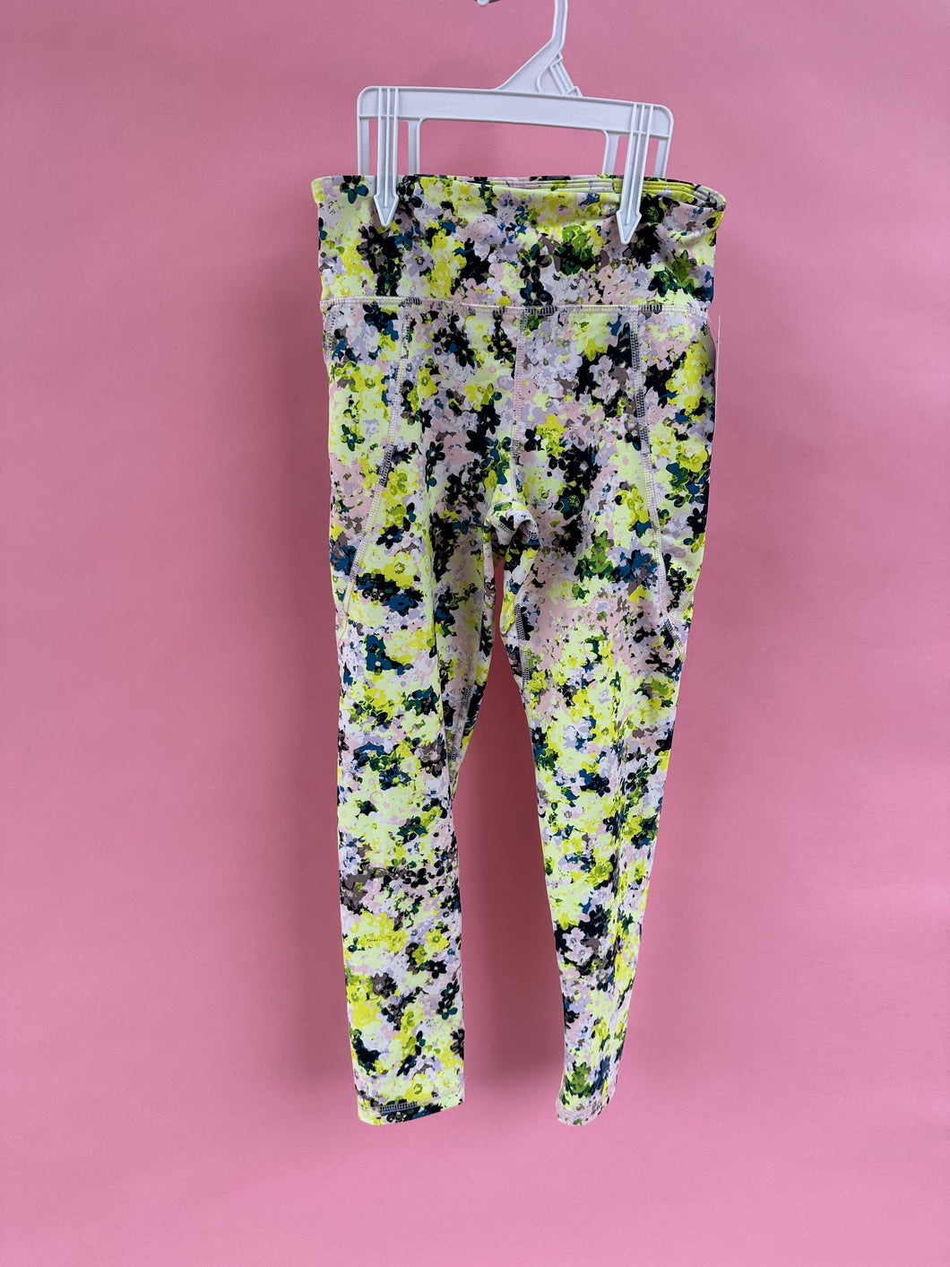 (8) Old Navy Yellow Pink Patterned Leggings Girls
