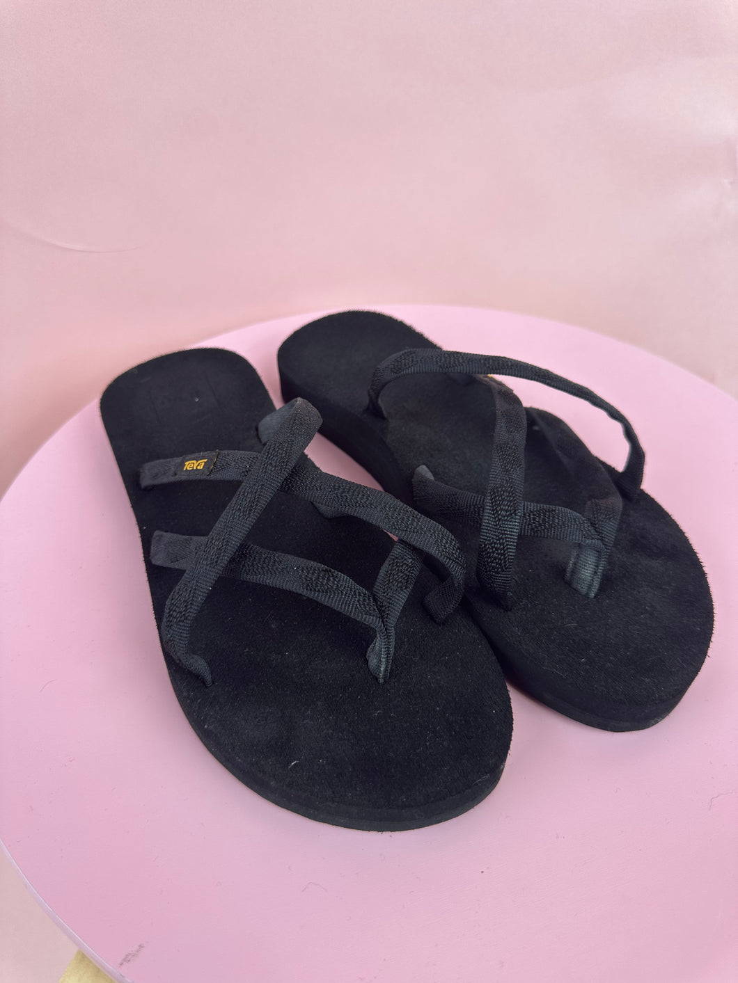 (7) Teva Black Strappy Sandals Womens