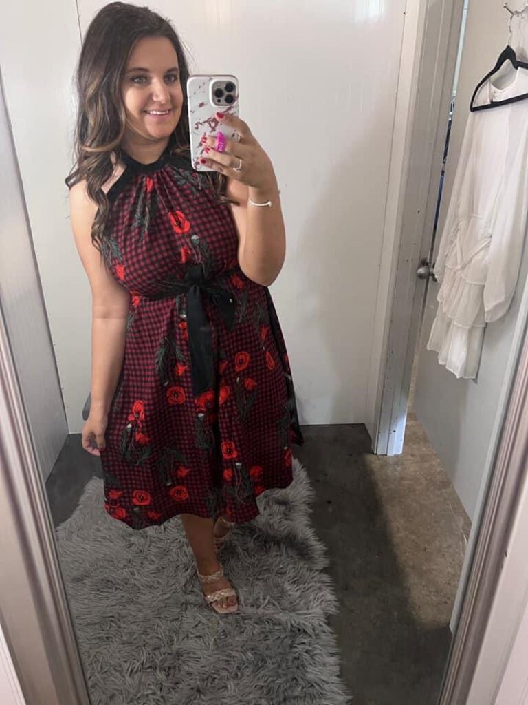 The Poppy Black Floral Plaid Dress