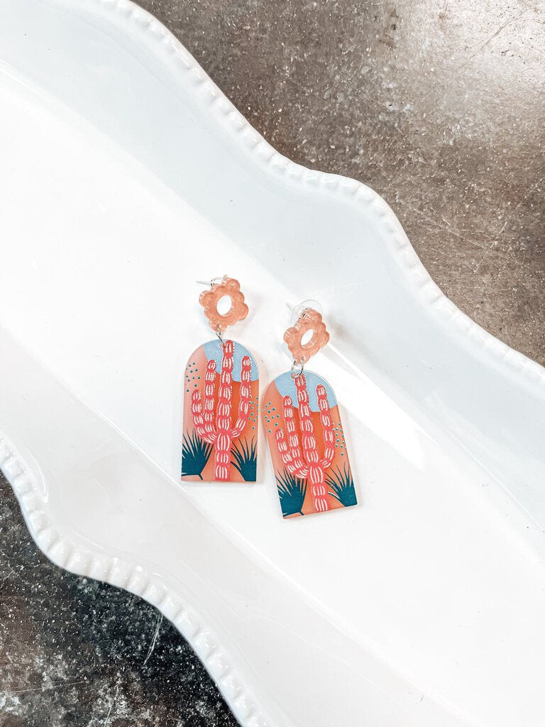 Pink Shimmer Cactus Earrings