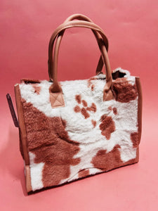Cowhide Fuzzy Tote