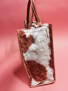 Cowhide Fuzzy Tote