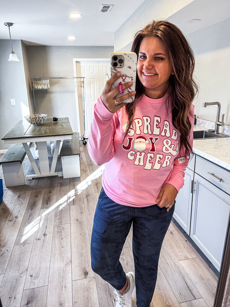 Spread Joy & Cheer Pink Graphic Tee Women's
