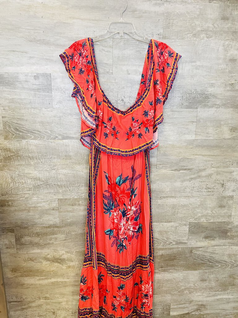 Flying Tomato Coral Floral Maxi Dress Womens