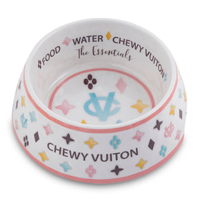 White Chewy Vuitton Dog Bowl Medium