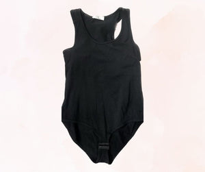 Zenana Black Cotton Crew Bodysuit Women's