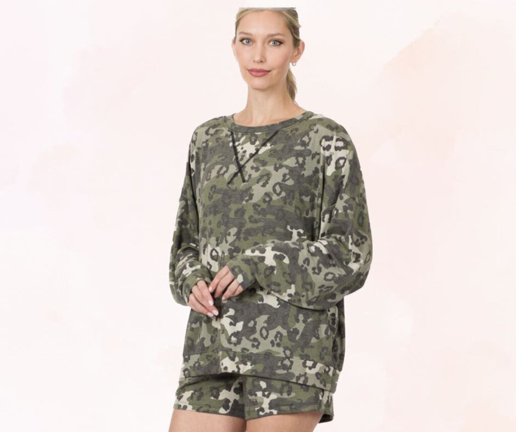 Green Leopard Lounge Set Women's