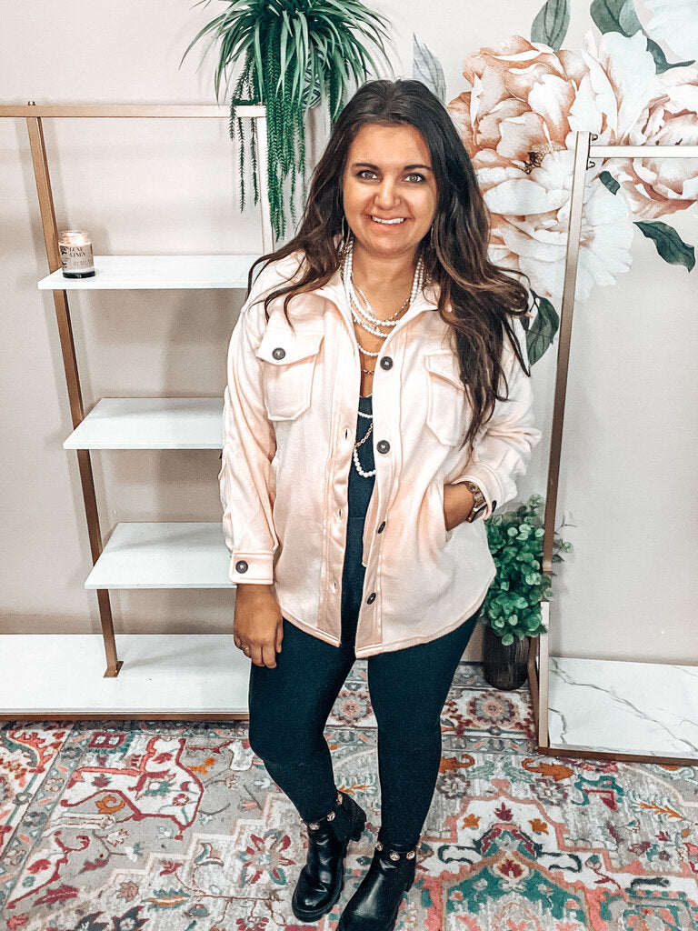Light Blush Fleece Shacket Women's