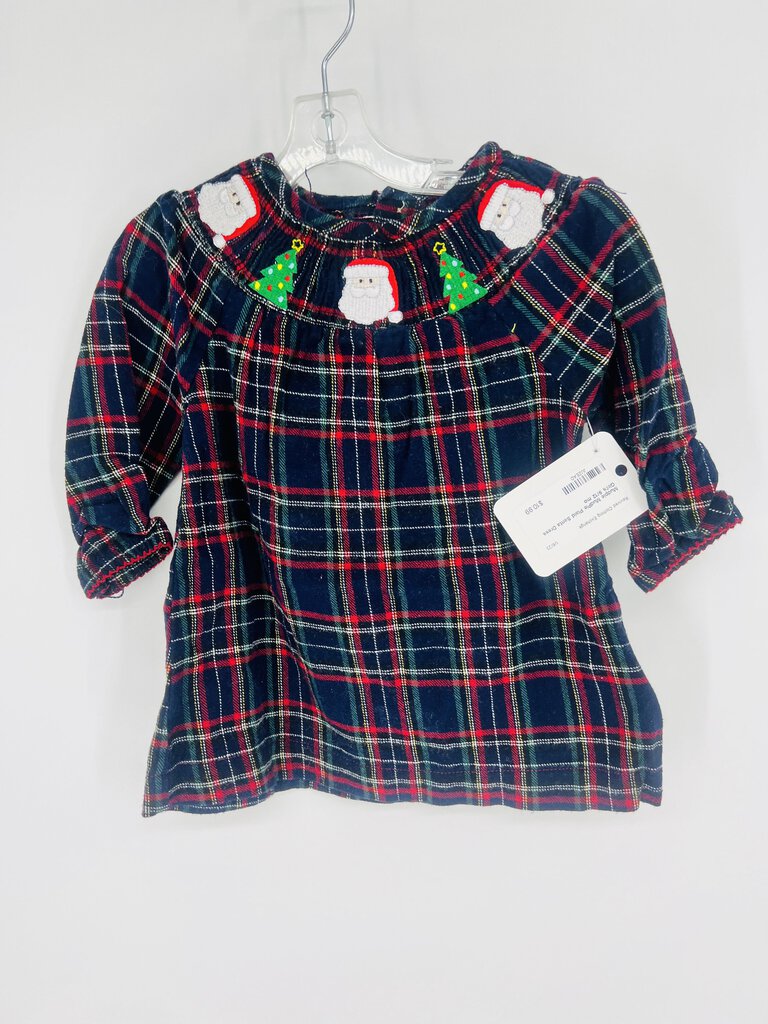 (9/12 mo) MudPie Plaid Santa Dress Girl's